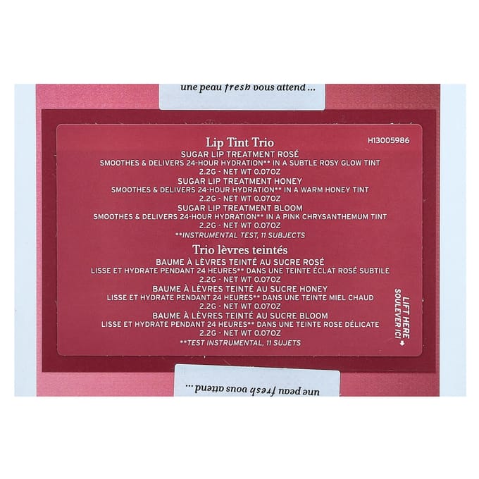 Fresh, Suiker Lip Treatment, Lip Tint Trio, 3 verpakkingen, 2,2 g (0,07 oz) elk brown