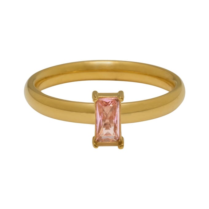 Essenza Small Pink Stone Ring Gold Size 8