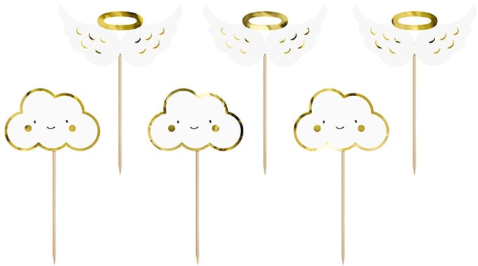 PartyDeco Cupcake Toppers Wolken & Vleugels Set/6
