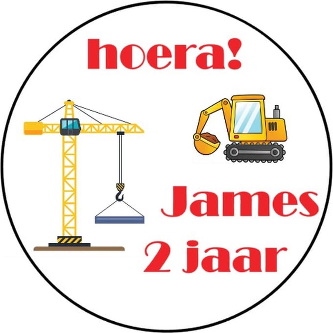 RoNa Design Bouw Stickers - Traktatiestickers met naam en leeftijd - 20 stuks