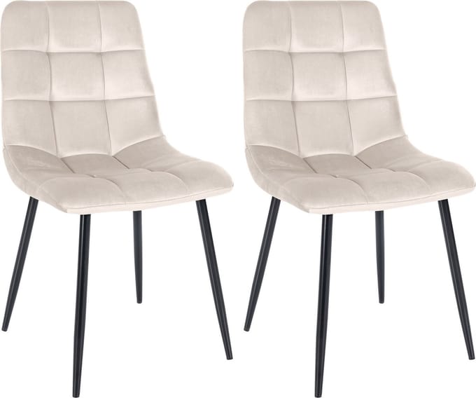 CLP Tilde Set van 2 eetkamerstoelen - Zonder armleuning - Industrieel - Fluweel/creme