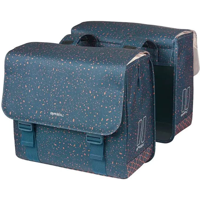 Basil Flair - Dubbele fietstas - 35L - Navy - Waterafstotend - Reflectiedetails