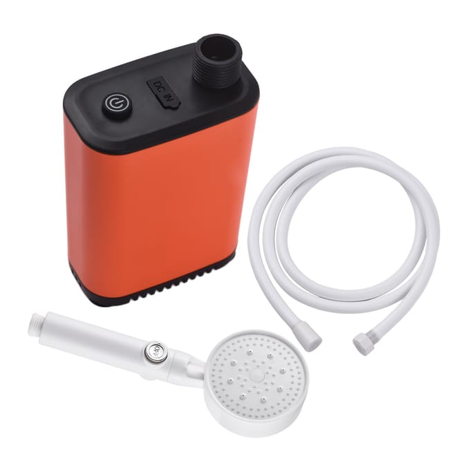 Draagbare Douche Elektrische Campingdouche met 3 Niveaus Waterstroomregeling Draadloze Buitendouche white