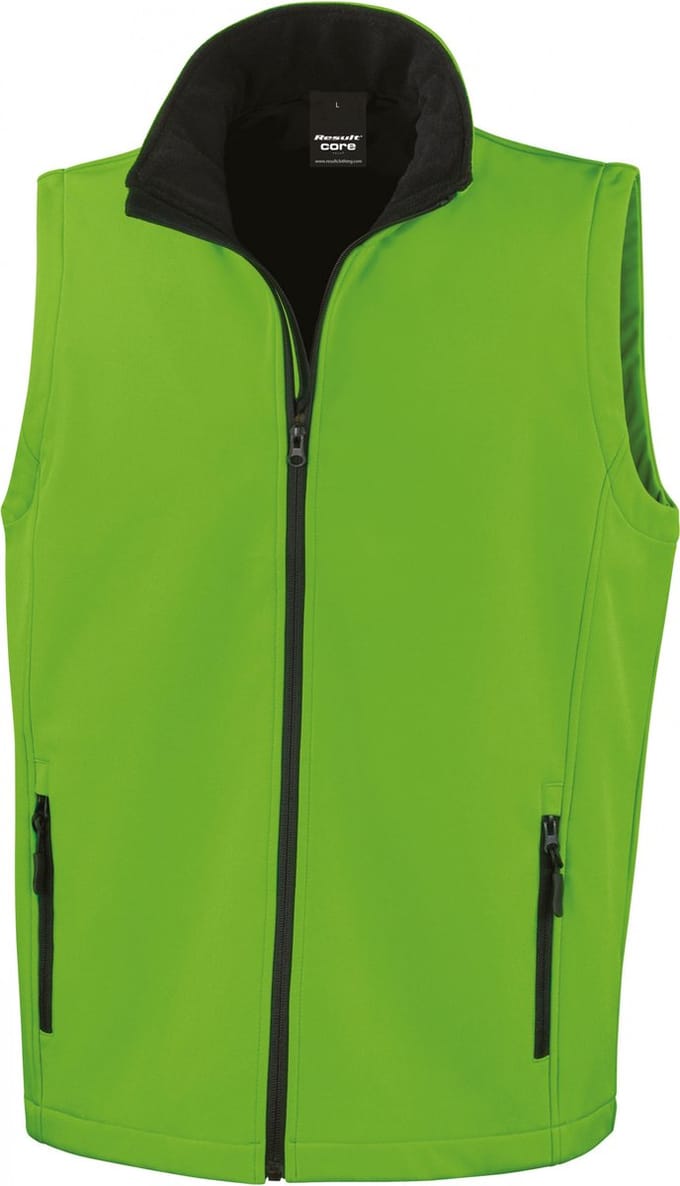 Result Printable Soft Shell Bodywarmer RT232 - Vivid Green/Black - M