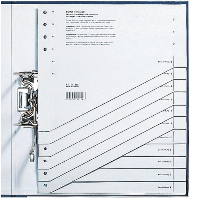 Leitz Scheidingstabblad Karton - 100 stuks - A4 - 11-rings - Grijs