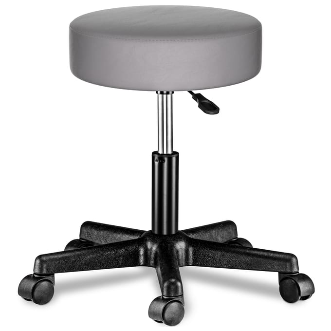 Casaria Verstelbare Draaikruk - 46/60cm Zithoogte – 1 Stuks Grijs