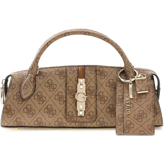 GUESS handtas schoudertas Yvonne Logo Mini Satchel Latte Logo beige