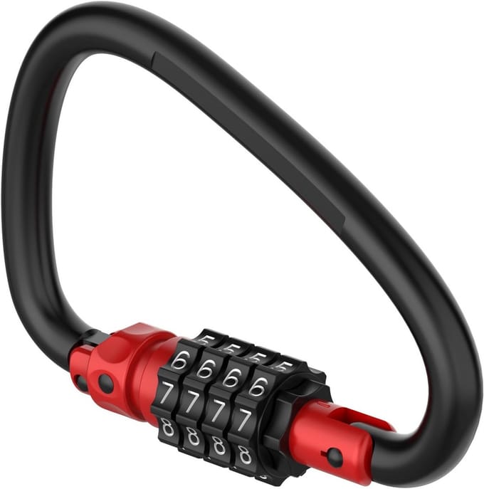 Cijferslot Karabiner - D-Ring Sluiting - Bagage Beveiligen - 4-Cijferige Code - 1 Stuk - Rood