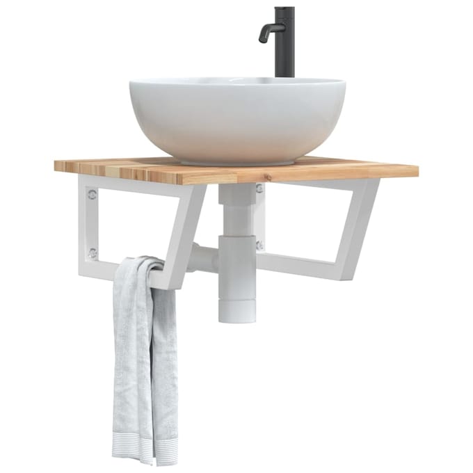 vidaXL - Badkamer - wandschap - staal - en - massief - acaciahout