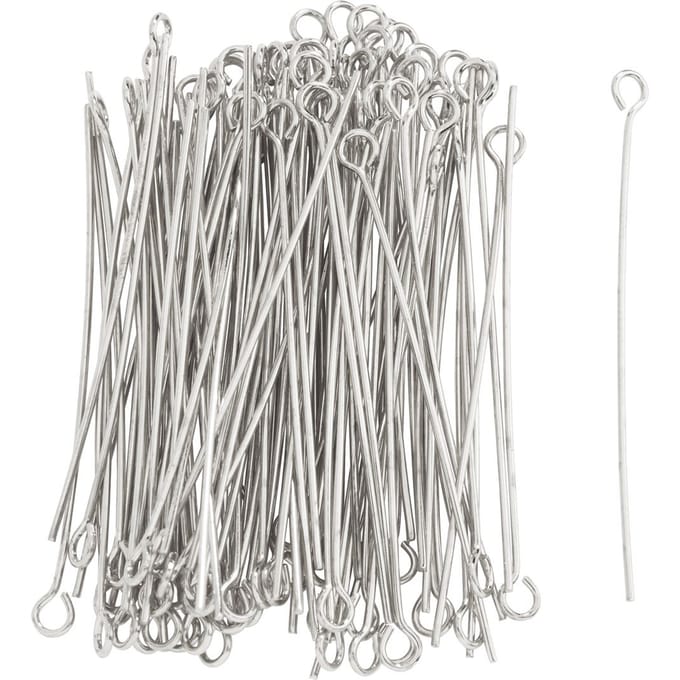 100 Stuks, Kettelstiften Met Oog, Zilver Kleur, Lengte 45 mm