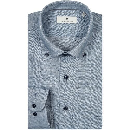 Thomas Maine Overhemd Two-Tone Twill Torino Button Down Jeans Blauw / male