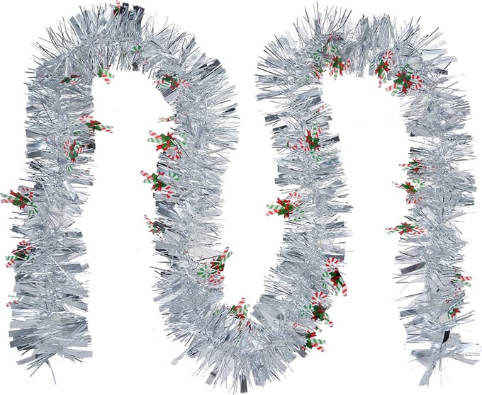 Clayre & Eef Kerstslinger Guirlande 200 cm Zilverkleurig Kunststof