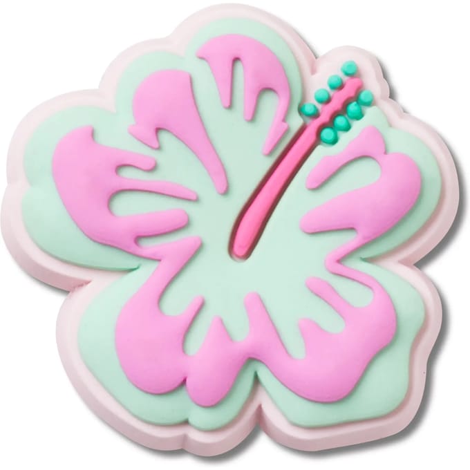 Jibbitz Crocs Turquoise and Pink Hibiscus