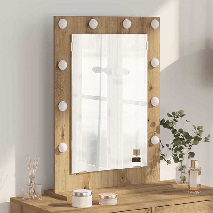 vidaXL - Make-up - Spiegel - Artisan - Eiken - 70 - x - 50 - x - 18 - cm - Rechthoekig