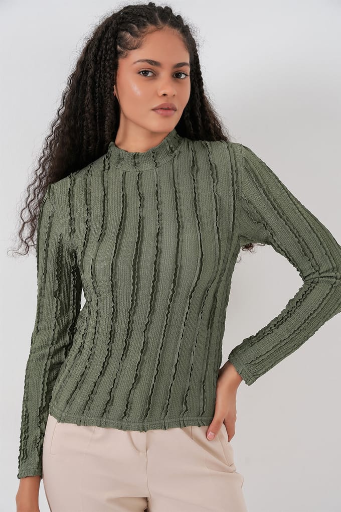 Gestructureerde Slim Fit Halve Colblouse