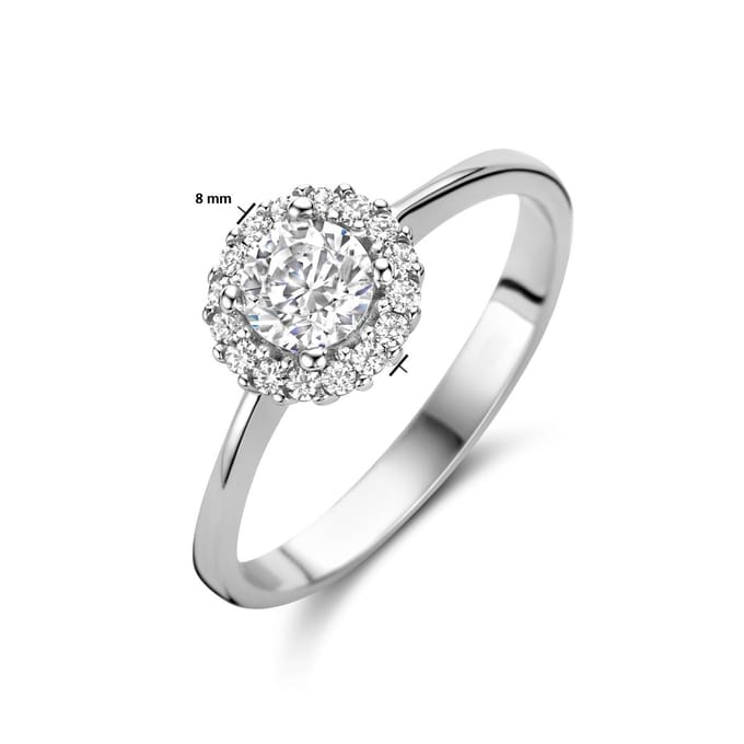 Gerhodineerd Zilver Ring Met Zirkonia Halo 1335629