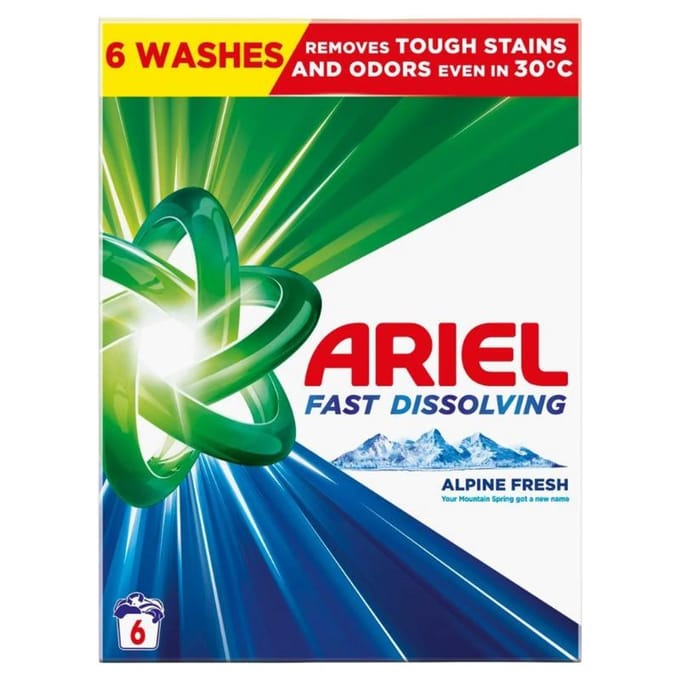 Poudre à laver Ariel à dissolution rapide Fraîcheur Alpine 330g (6 Lavages)