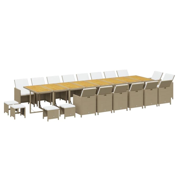 vidaXL - 21-delige - Tuinset - met - kussens - poly - rattan - beige