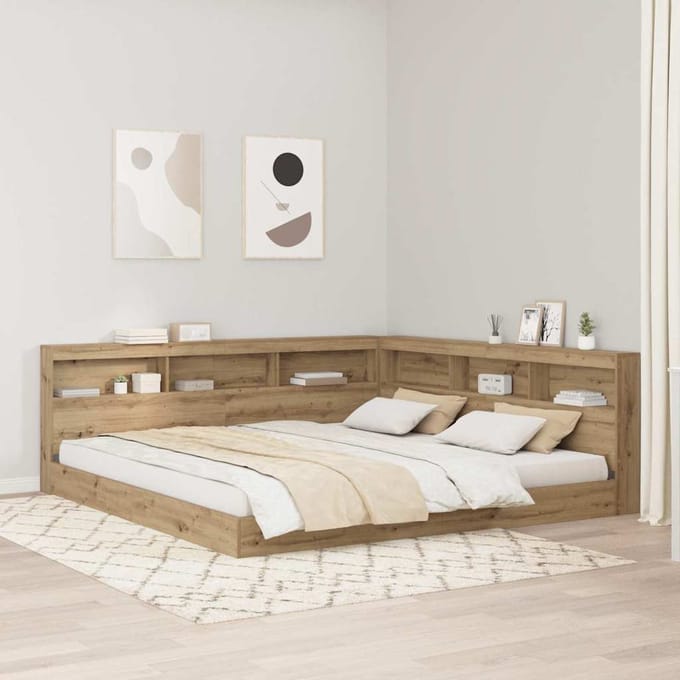 vidaXL - Opberghoofdbord - Artisan - Eiken - Bewerkt - hout