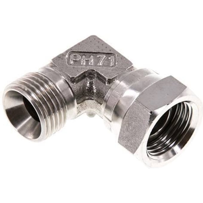 G 1/2'' M/F RVS L-Fitting 90graden 300 Bar - Hydrauliek - FL2E-MF-S-012G-I