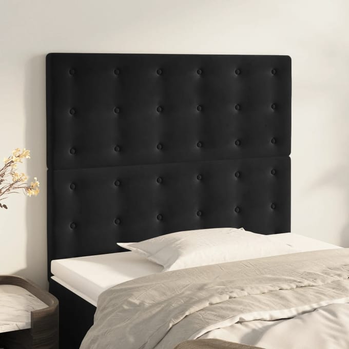 vidaXL - Hoofdbord - zwart - 80x5x118/128 - cm - fluweel