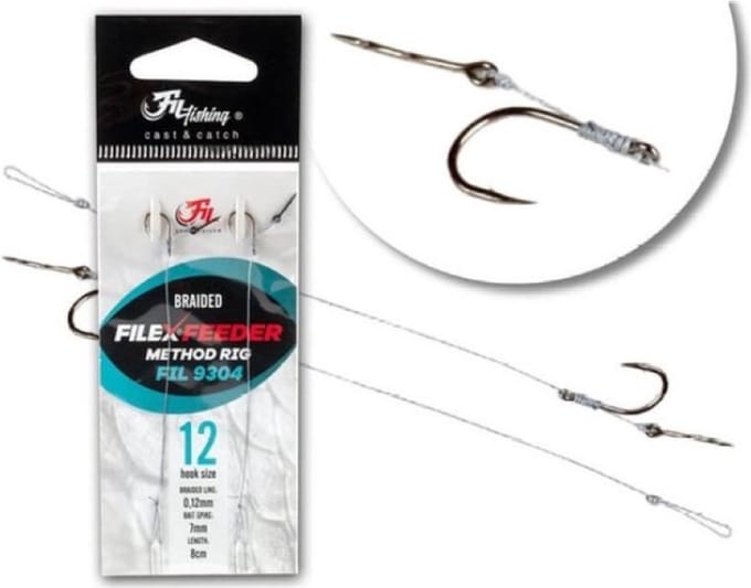 Filex BARBLESS Method Feeder Rig #8 - Bait Spike - Braid - 0.12mm - 2 stuks - Method Onderlijn