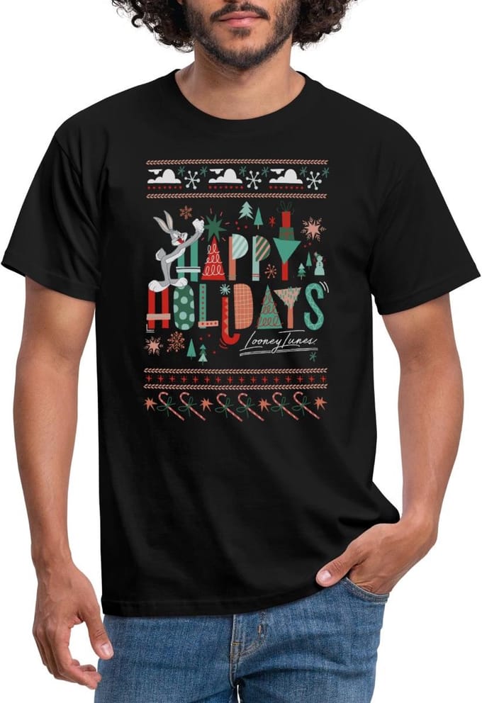Looney Tunes Prettige Feestdagen Kerstmis T-Shirt Heren