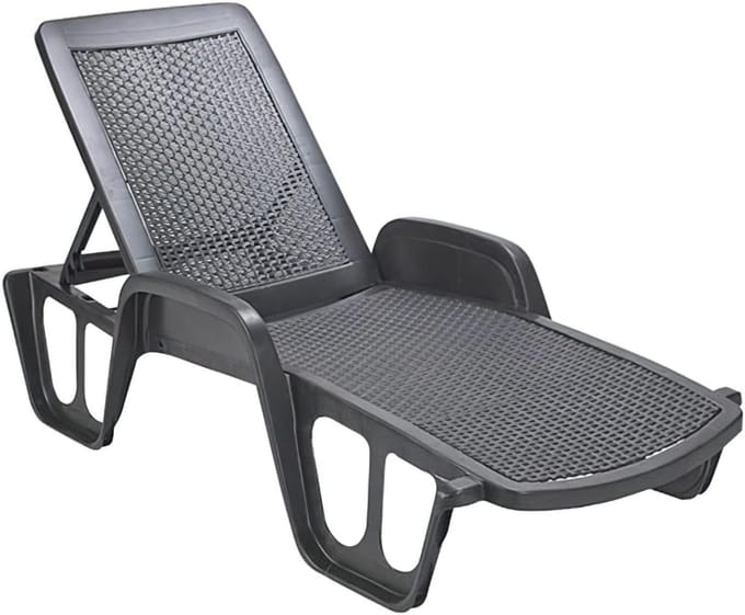 Ligstoel Hars Rotan - Stapelbaar Zwembadbed Antraciet (71 x 192 x 100 cm)