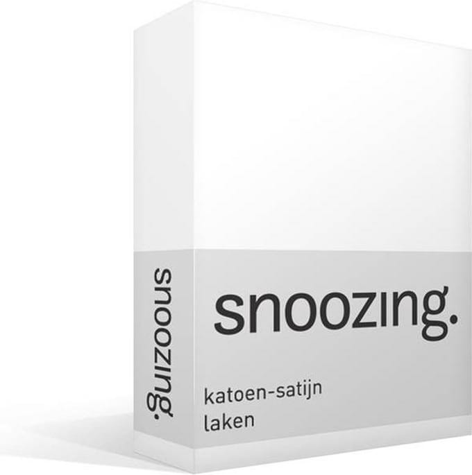 Snoozing - Katoen-satijn - Laken - Lits-jumeaux - 280x300 cm - wit
