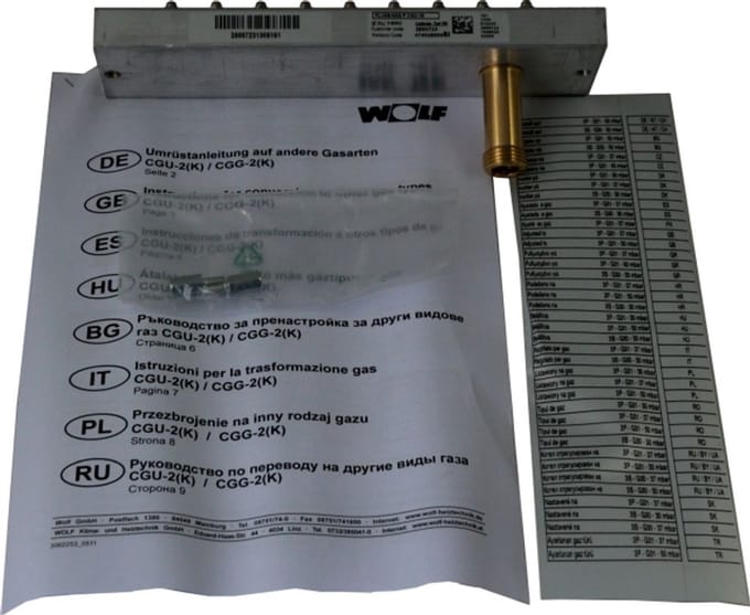 Wolf Ombouwset aardgas E/LL - propaangas voor CGU-2(K)-10/18, 2800723