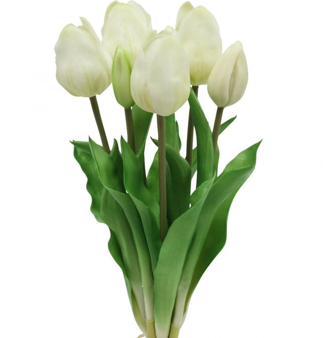 Kunsttulpen Wit Crème Real Touch 38cm 7 stuks