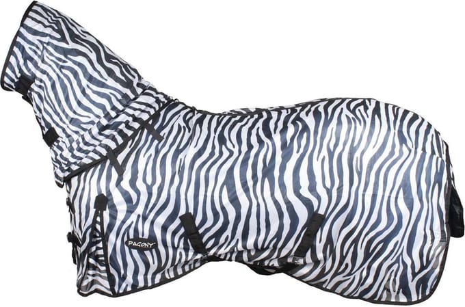 Pagony Zebra Rolnek Vliegendeken - Paardendeken - Maat: 165 - Zwart/Wit - Polyamide