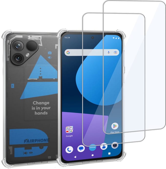 Geschikt voor Fairphone 5 Hoesje + 2x Screenprotector – Gehard Glas Cover + Shock Proof Case – Transparant