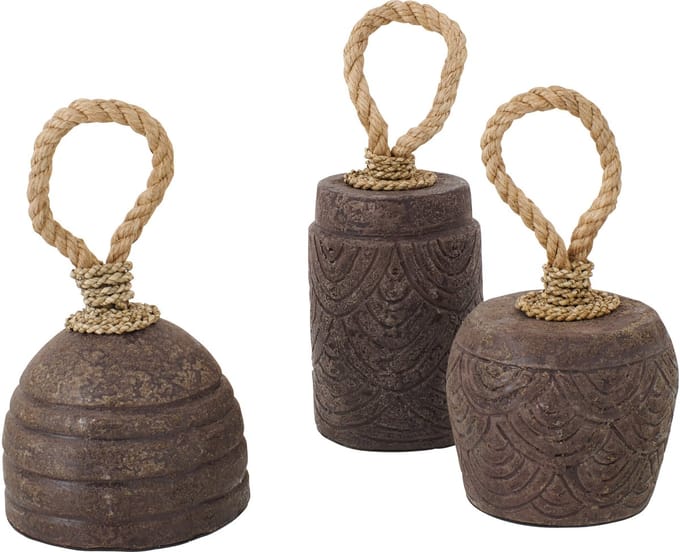 J-Line deurstopper - keramiek - bruin - set van 3