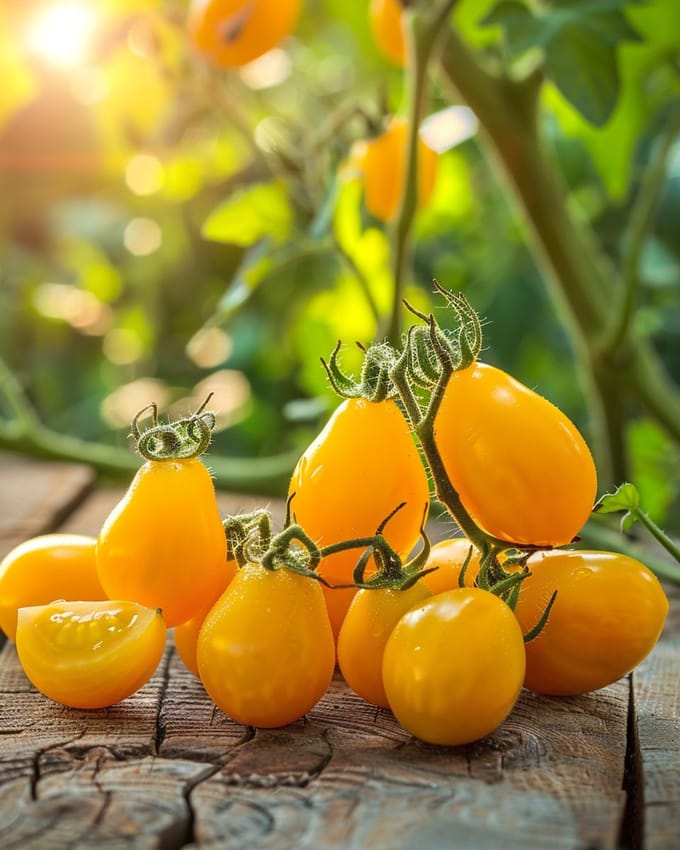 Kerstomaat Yellow Pearshaped Zaden Biologisch Solanum Lycopersicum Eenjarig