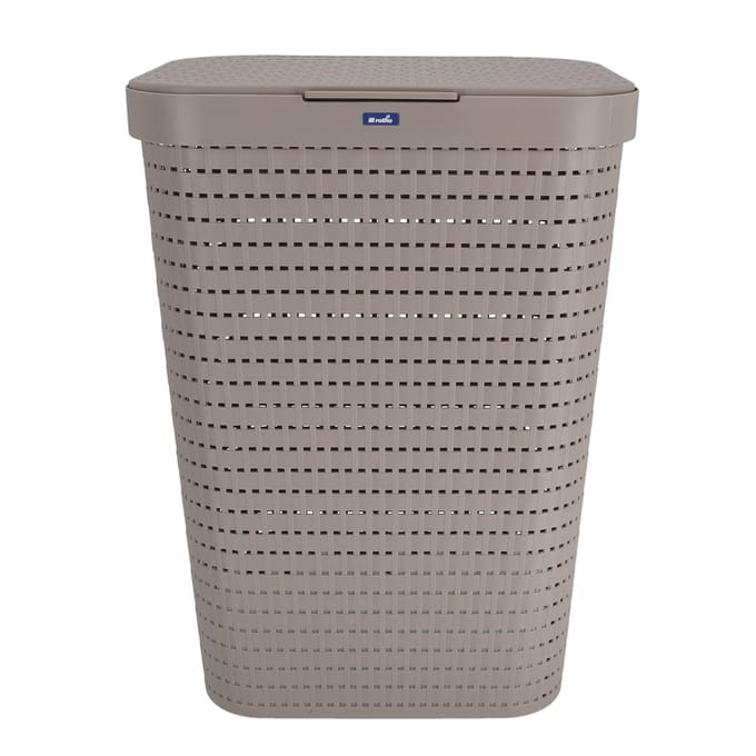 Rotho Country - Wasmand met deksel - 55 l Kunststof - Cappuccino