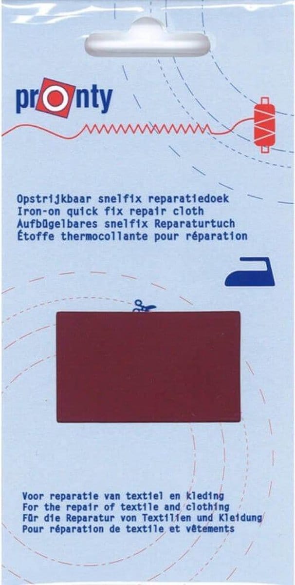 PRONTY REPARATIEDOEK SNELFIX OPSTRIJKB. 015 BORDEAUX - PER STUK.