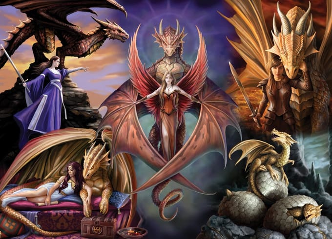 Bluebird Puzzle legpuzzel Anne Stokes - Dragon Fellowship - 1000 stukjes.