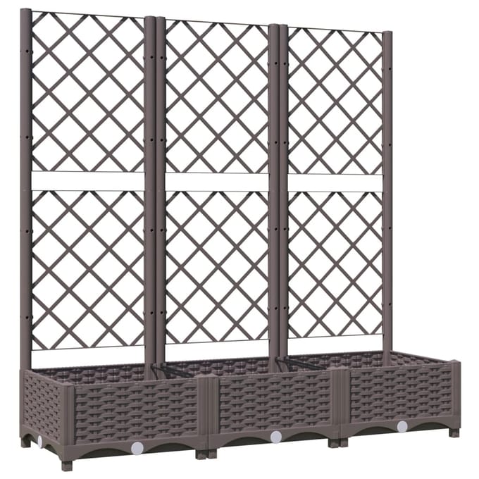 vidaXL - Plantenbak - met - trellis - bruin - 120x40x121,5 - cm - PP