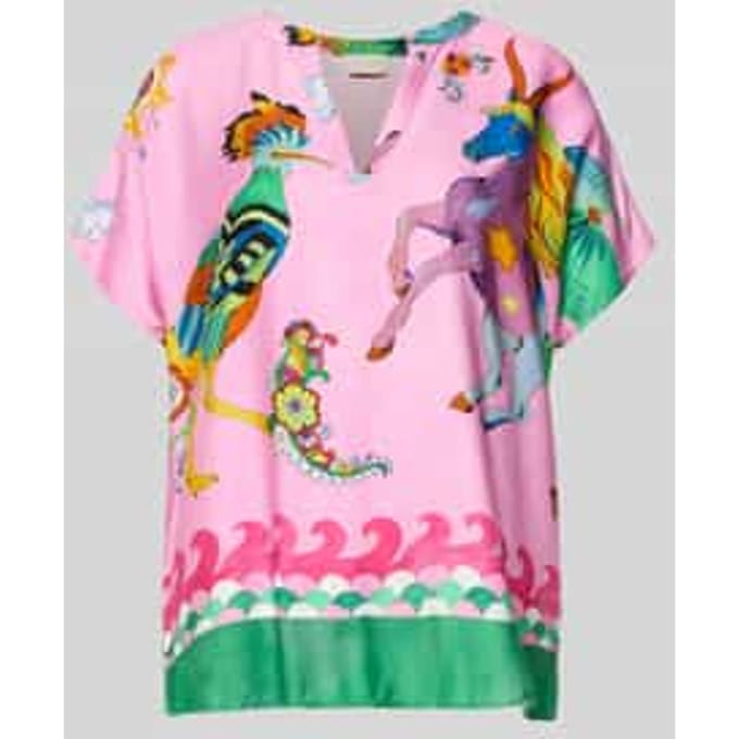 Blouseshirt van viscose in all-over look