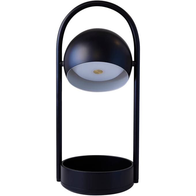FRANDSEN LED-tafellamp Ball Portable, zwart, staal