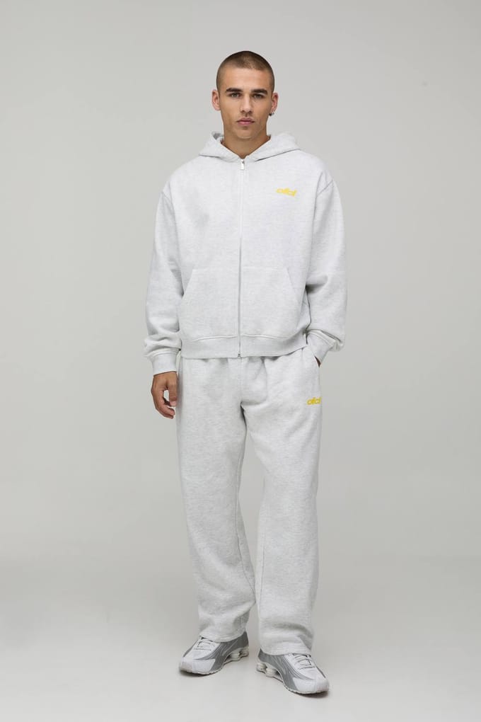 Oversized Boxy Officieel Trainingspak Met Rits En Capuchon | Grey Marl | Size Large