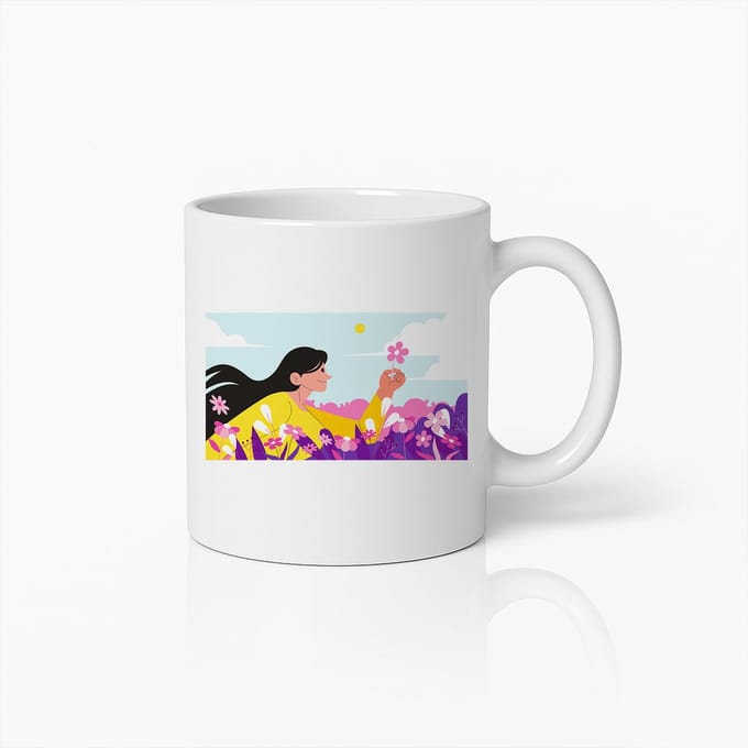 Rustgevende Bloemdroom Mok – Kalmerende Koffiebeker voor Natuurliefhebbers en Mindfulnessfans