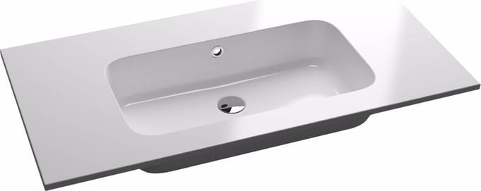 Ben Mello Wastafel mineraalmarmer 60x40x1,5cm 1 bak 1 kraangat Glans wit