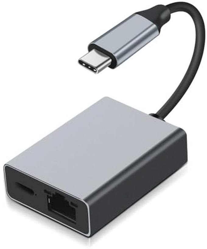 USB-C/Ethernet Oplader Adapter voor Chromecast - 100W Power, USB C naar RJ45 Ethernet 1000Mbps