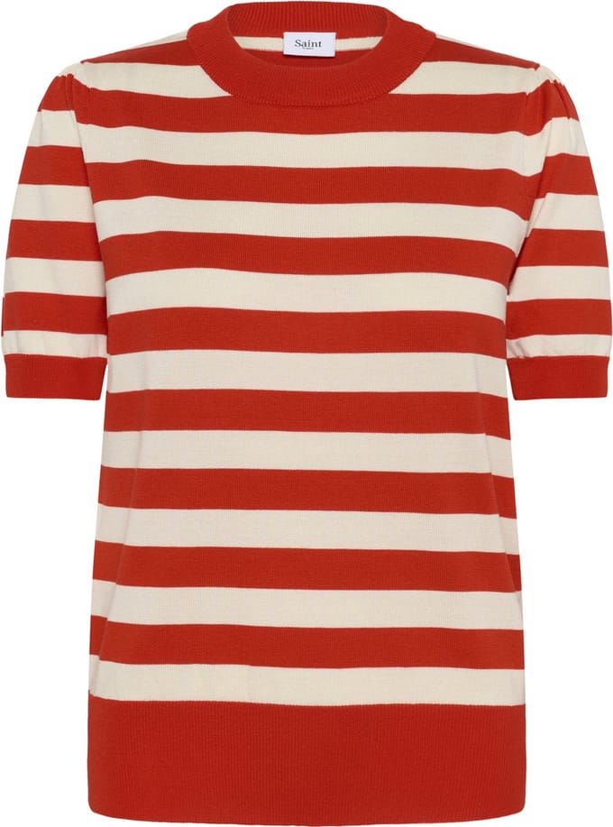 Saint Tropez MilaSZ SS Block Stripe Pullover Dames Trui - Valiant Seedpearl Block Stripe