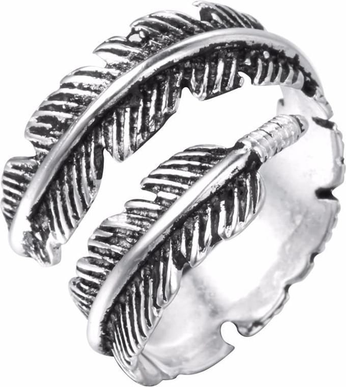 24/7 Jewelry Collection Veer - Blad Ring Verstelbaar - Verstelbare Ring - Zilverkleurig
