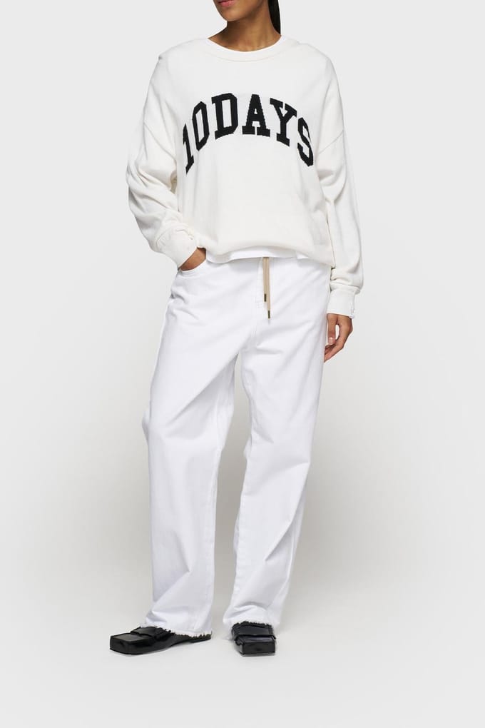 10DAYS Straight Leg Pants Twill Optic White Größe: S | Straight Jeans Outlet | Damen | Weiß