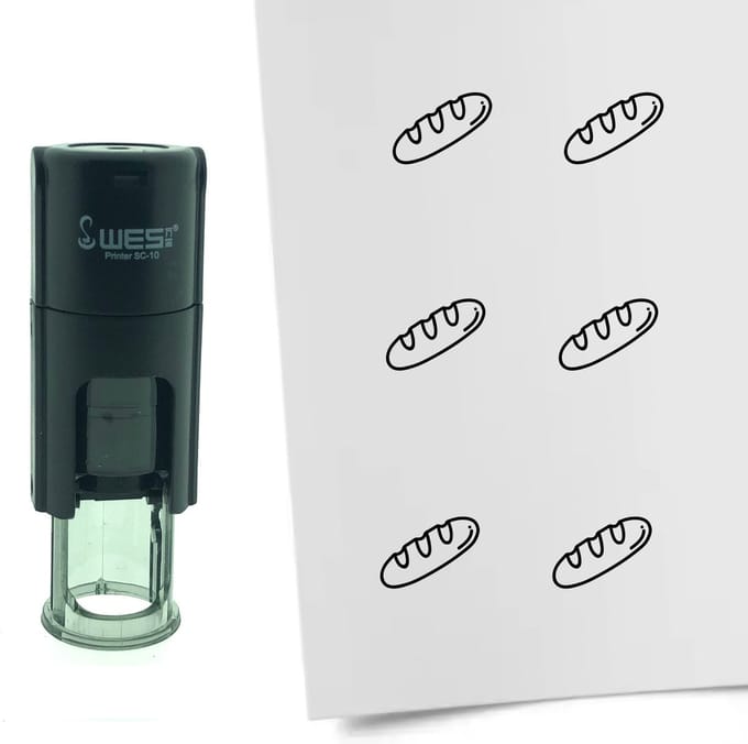 CombiCraft Stempel Stokbrood 10mm rond - zwarte inkt