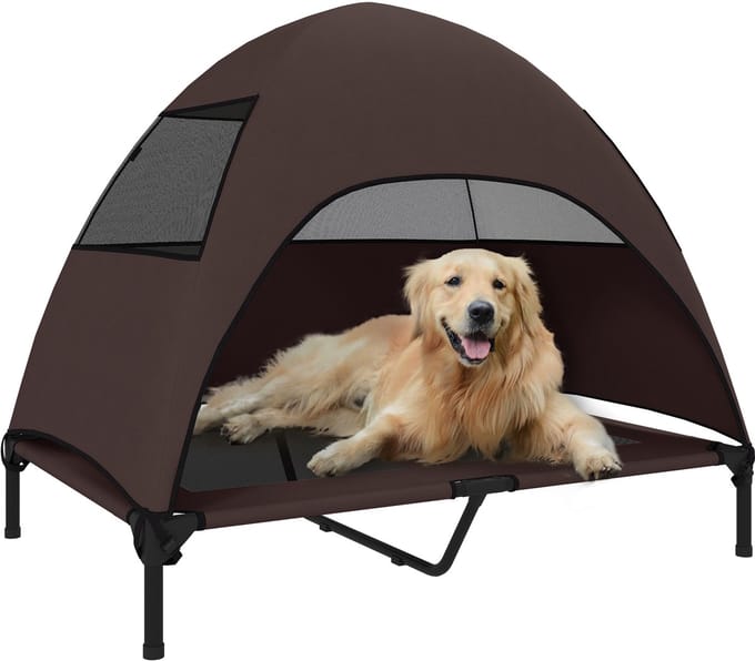PawHut-Hundeliege-Polyester, Stahl-106L x 76B x 99H cm-Kaffee
